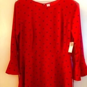Red with black dots dress